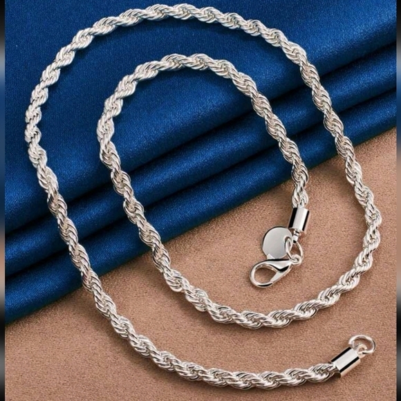Other - Unisex Sterling Silver 4mm Twisted Rope chain Necklace 22"